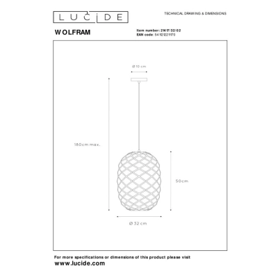lafabryka.pl Lampa wisząca mosiądz WOLFRAM 21417/32/02 Lucide